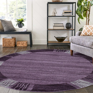 Violet 4' 1 x 4' 1 Del Mar Round Area Rug 100% Polypropylene Easy Clean Stain Resistant Vivid Modern Carpet Mat for Home Decor Interior Designing for Sale at Rug Engine