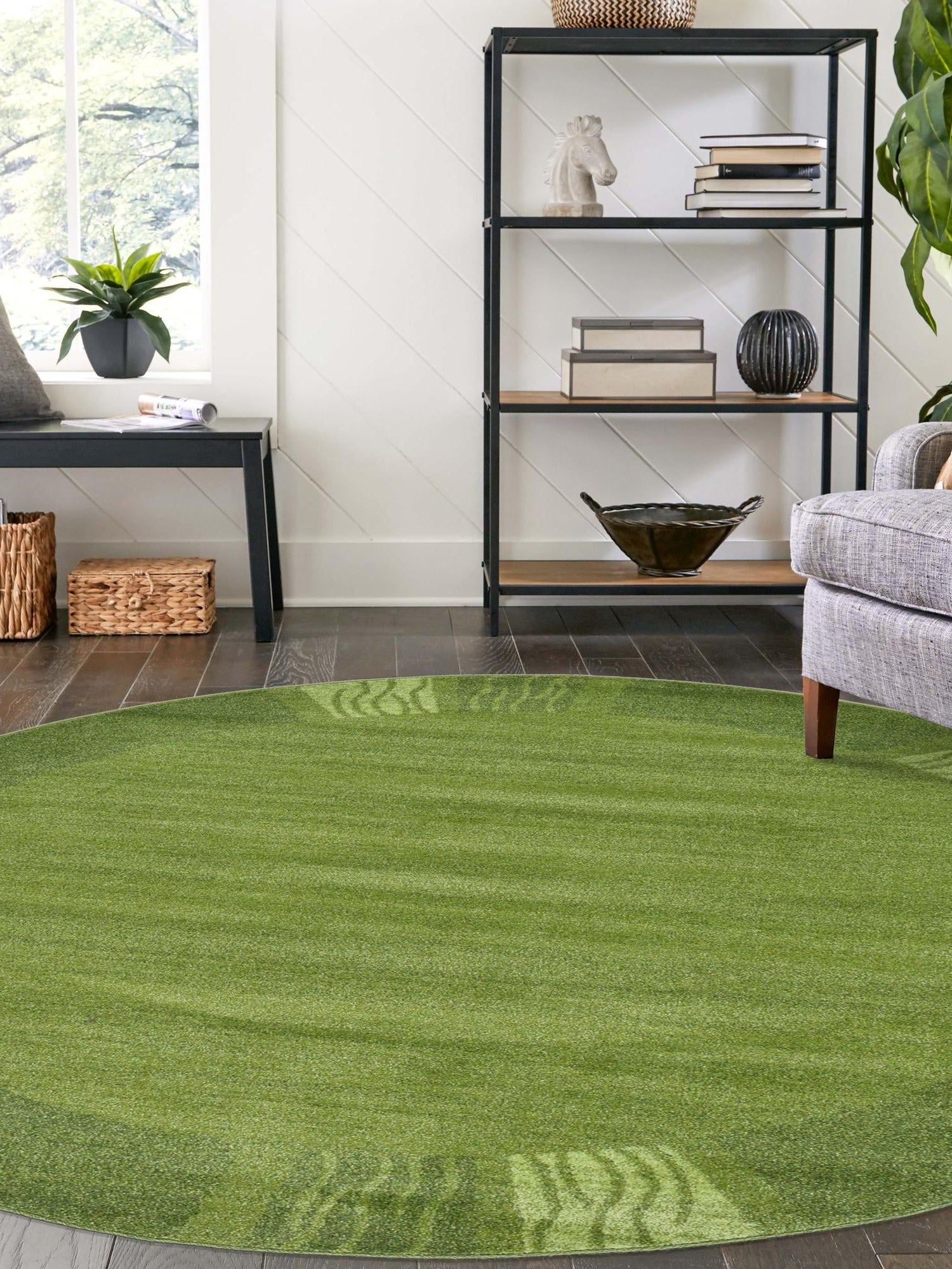 Light Green 6' 1 x 6' 1 Del Mar Round Area Rug 100% Polypropylene Easy Clean Stain Resistant Vivid Modern Carpet Mat for Home Decor Interior Designing for Sale at Rug Engine