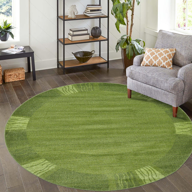 Light Green 4' 1 x 4' 1 Del Mar Round Area Rug 100% Polypropylene Easy Clean Stain Resistant Vivid Modern Carpet Mat for Home Decor Interior Designing for Sale at Rug Engine