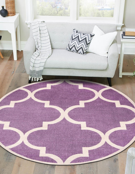 Purple 6' 1 x 6' 1 Trellis Round Area Rug