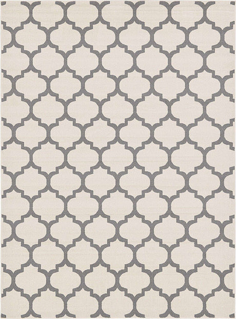 Beige and Gray 7' 10 x 11' Trellis Rectangle Area Rug