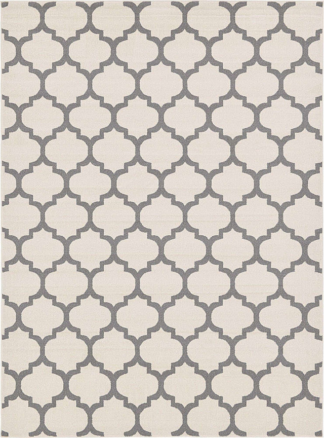 Beige and Gray 7' 10 x 11' Trellis Rectangle Area Rug
