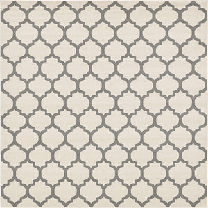 Beige and Gray 10' x 10' Trellis Square Area Rug