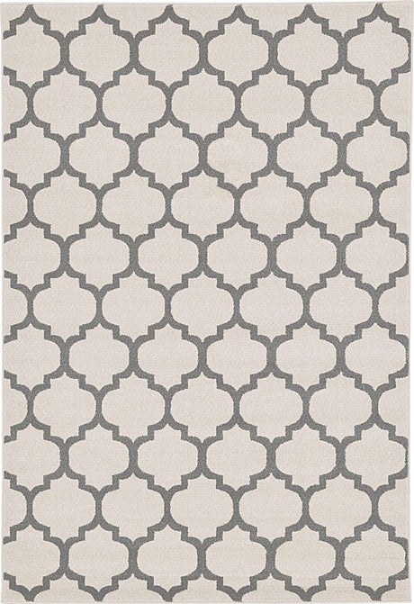 Beige and Gray 6' 1 x 9' Trellis Rectangle Area Rug