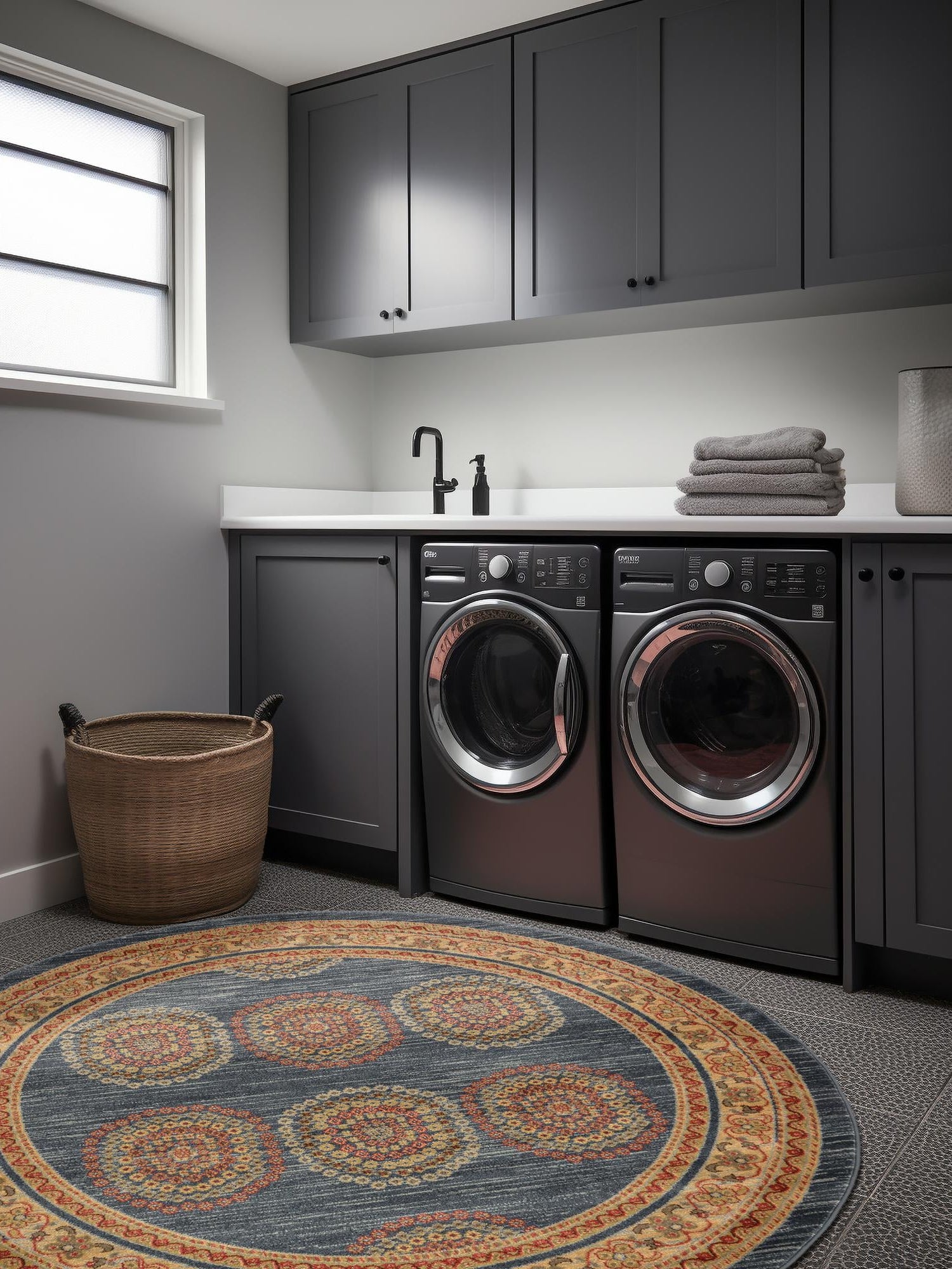 Blue 6' 1 x 6' 1 Fars Round Area Rug 100% Polypropylene Unique Traditional Carpet for Classical Living, Dining Room & Office Spaces for Sale at Rug Engine