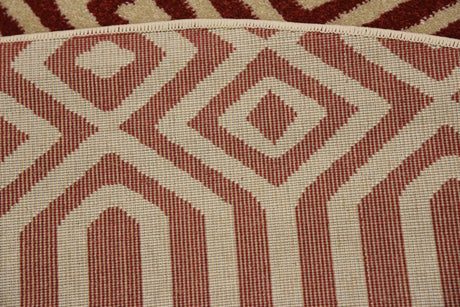 Red 6' 1 x 6' 1 Trellis Round Area Rug Geometric Modern Unique Durable Easy Clean Carpet for Contemporary Interior Design for Sale at Rug Engine