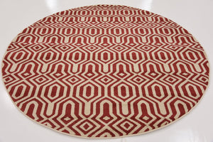 Red 6' 1 x 6' 1 Trellis Round Area Rug