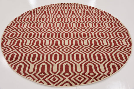 Red 6' 1 x 6' 1 Trellis Round Area Rug