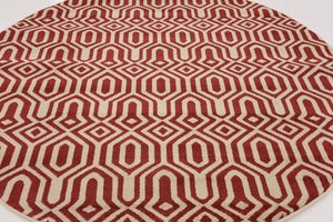 Red 6' 1 x 6' 1 Trellis Round Area Rug