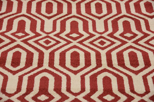 Red 6' 1 x 6' 1 Trellis Round Area Rug