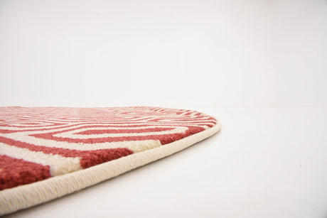 Red 6' 1 x 6' 1 Trellis Round Area Rug Geometric Modern Unique Durable Easy Clean Carpet for Contemporary Interior Design for Sale at Rug Engine