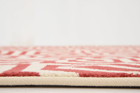 Red 6' 1 x 6' 1 Trellis Round Area Rug Geometric Modern Unique Durable Easy Clean Carpet for Contemporary Interior Design for Sale at Rug Engine