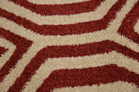 Red 6' 1 x 6' 1 Trellis Round Area Rug Geometric Modern Unique Durable Easy Clean Carpet for Contemporary Interior Design for Sale at Rug Engine
