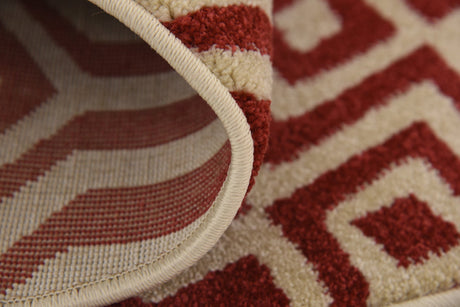 Red 6' 1 x 6' 1 Trellis Round Area Rug Geometric Modern Unique Durable Easy Clean Carpet for Contemporary Interior Design for Sale at Rug Engine