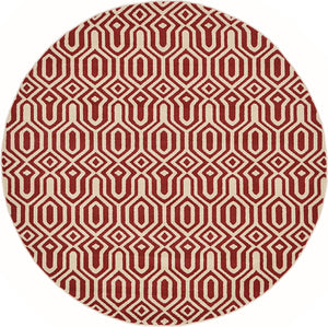 Red 6' 1 x 6' 1 Trellis Round Area Rug