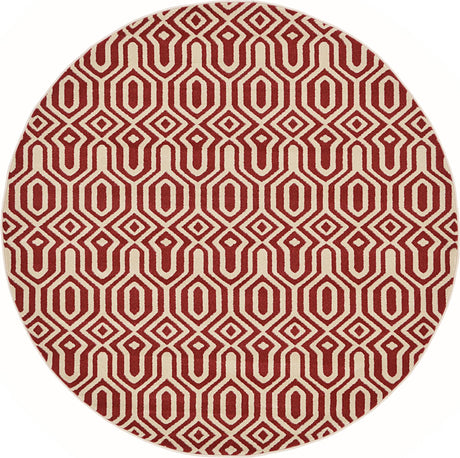 Red 6' 1 x 6' 1 Trellis Round Area Rug