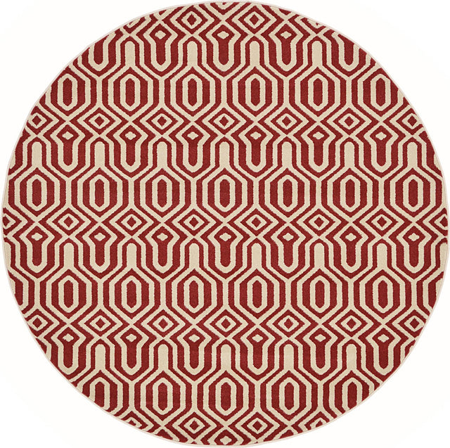 Red 6' 1 x 6' 1 Trellis Round Area Rug