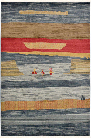 Blue 6' 1 x 9' Fars Rectangle Area Rug 100% Polypropylene Unique Traditional Carpet for Classical Living, Dining Room & Office Spaces for Sale at Rug Engine