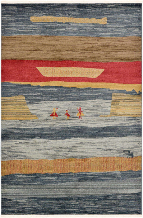 Blue 6' 1 x 9' Fars Rectangle Area Rug 100% Polypropylene Unique Traditional Carpet for Classical Living, Dining Room & Office Spaces for Sale at Rug Engine