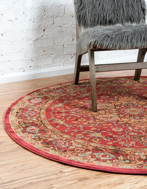 Red 6' 1 x 6' 1 Sahand Round Area Rug Affordable Easy Clean Traditional Design Durable Carpet for Home Interior Design Living Room Dining Office for Sale at Rug Engine