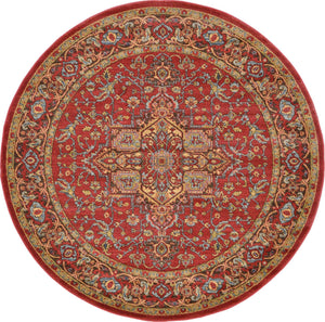 Red 6' 1 x 6' 1 Sahand Round Area Rug Affordable Easy Clean Traditional Design Durable Carpet for Home Interior Design Living Room Dining Office for Sale at Rug Engine