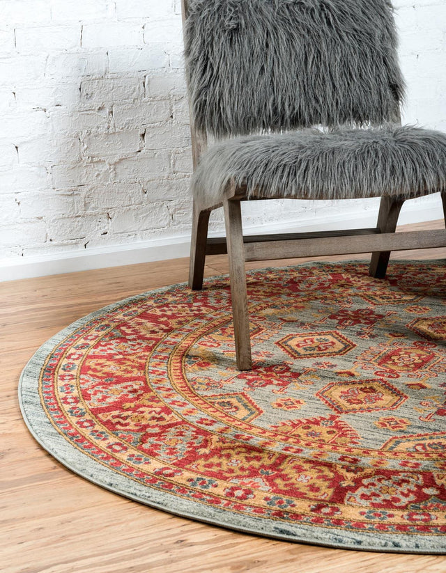 Light Blue 5' 1 x 5' 1 Sahand Round Area Rug Affordable Easy Clean Traditional Design Durable Carpet for Home Interior Design Living Room Dining Office for Sale at Rug Engine
