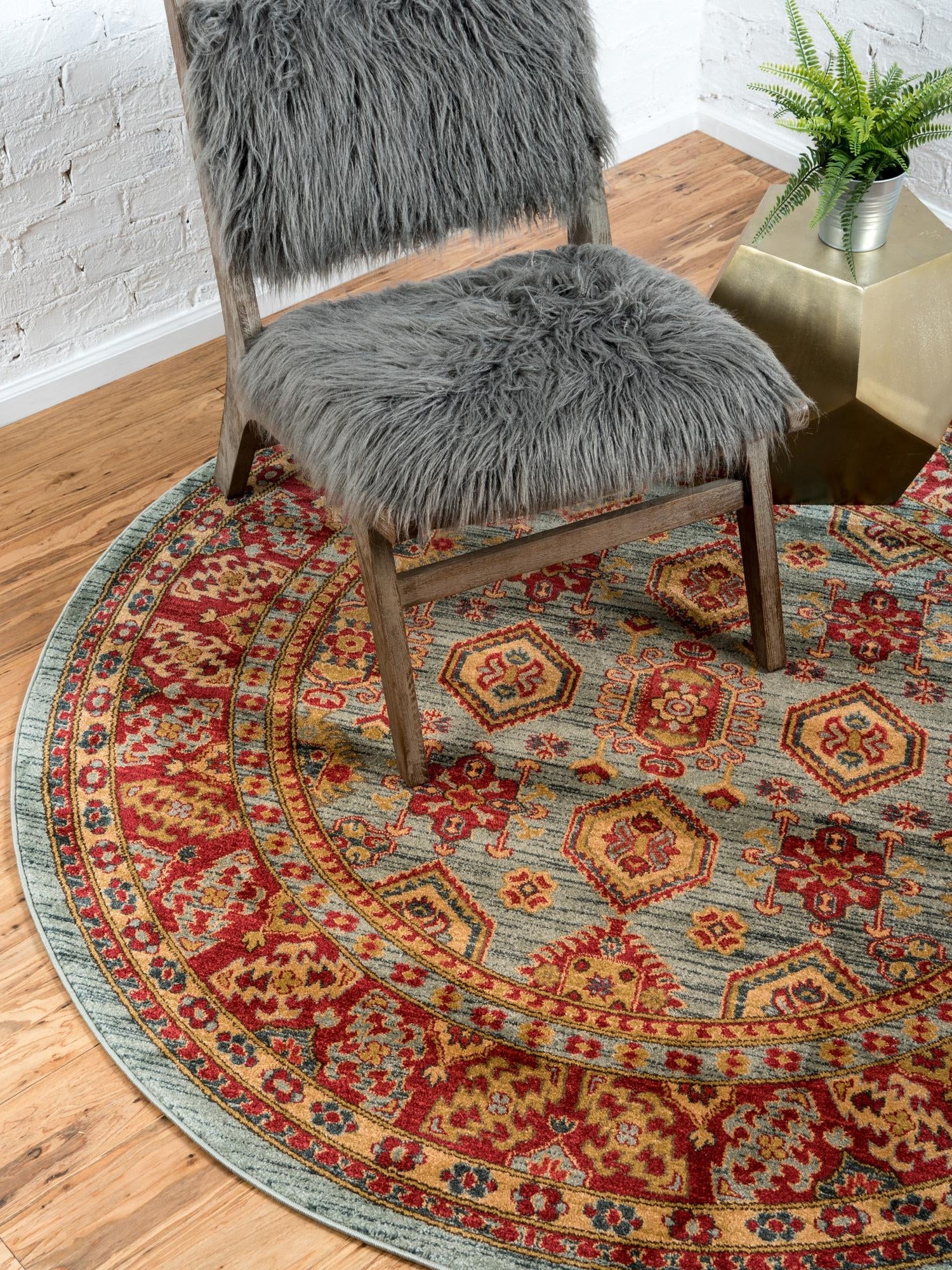 Light Blue 6' 1 x 6' 1 Sahand Round Area Rug Affordable Easy Clean Traditional Design Durable Carpet for Home Interior Design Living Room Dining Office for Sale at Rug Engine