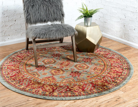 Light Blue 8' x 8' Sahand Round Area Rug Affordable Easy Clean Traditional Design Durable Carpet for Home Interior Design Living Room Dining Office for Sale at Rug Engine