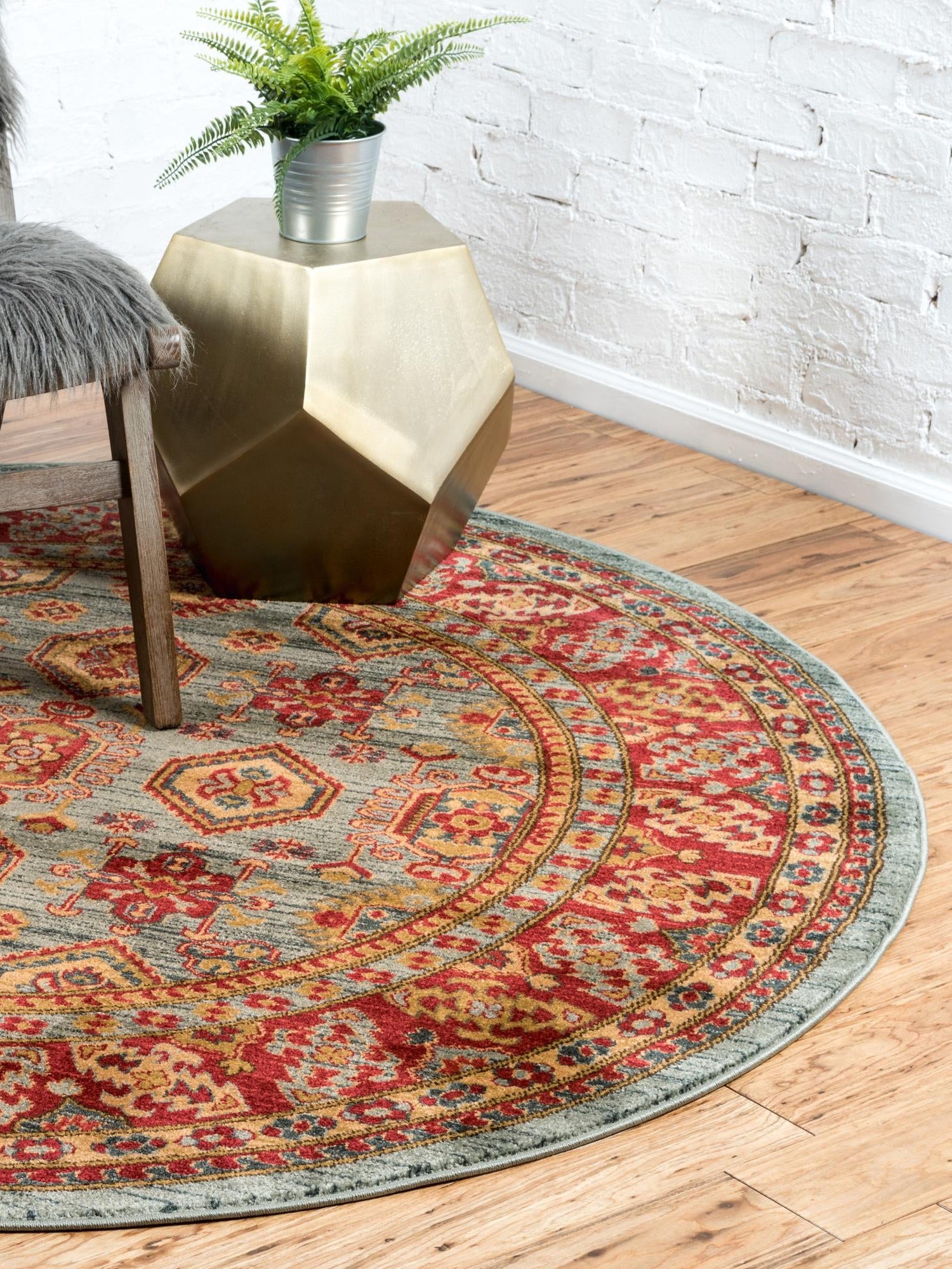 Light Blue 6' 1 x 6' 1 Sahand Round Area Rug Affordable Easy Clean Traditional Design Durable Carpet for Home Interior Design Living Room Dining Office for Sale at Rug Engine
