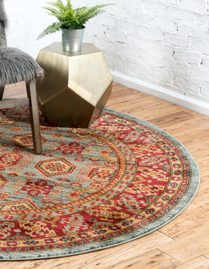 Light Blue 6' 1 x 6' 1 Sahand Round Area Rug Affordable Easy Clean Traditional Design Durable Carpet for Home Interior Design Living Room Dining Office for Sale at Rug Engine