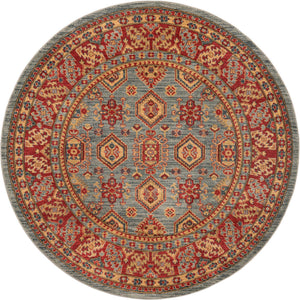 Light Blue 6' 1 x 6' 1 Sahand Round Area Rug Affordable Easy Clean Traditional Design Durable Carpet for Home Interior Design Living Room Dining Office for Sale at Rug Engine