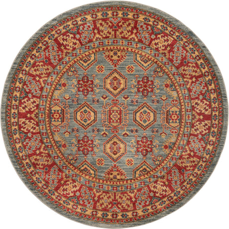 Light Blue 6' 1 x 6' 1 Sahand Round Area Rug Affordable Easy Clean Traditional Design Durable Carpet for Home Interior Design Living Room Dining Office for Sale at Rug Engine