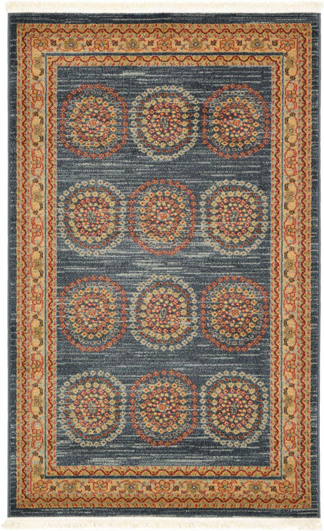 Blue 3' 1 x 5' 3 Fars Rectangle Area Rug 100% Polypropylene Unique Traditional Carpet for Classical Living, Dining Room & Office Spaces for Sale at Rug Engine