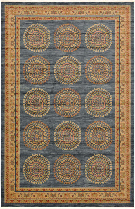 Blue 10' 6 x 16' 5 Fars Rectangle Area Rug 100% Polypropylene Unique Traditional Carpet for Classical Living, Dining Room & Office Spaces for Sale at Rug Engine