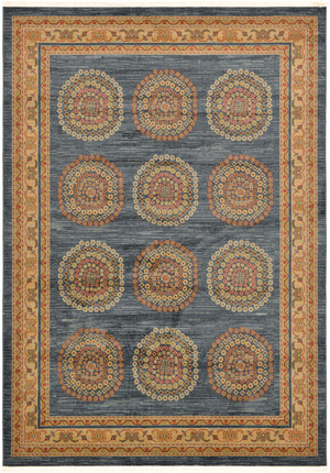 Blue 7' 1 x 10' Fars Rectangle Area Rug 100% Polypropylene Unique Traditional Carpet for Classical Living, Dining Room & Office Spaces for Sale at Rug Engine