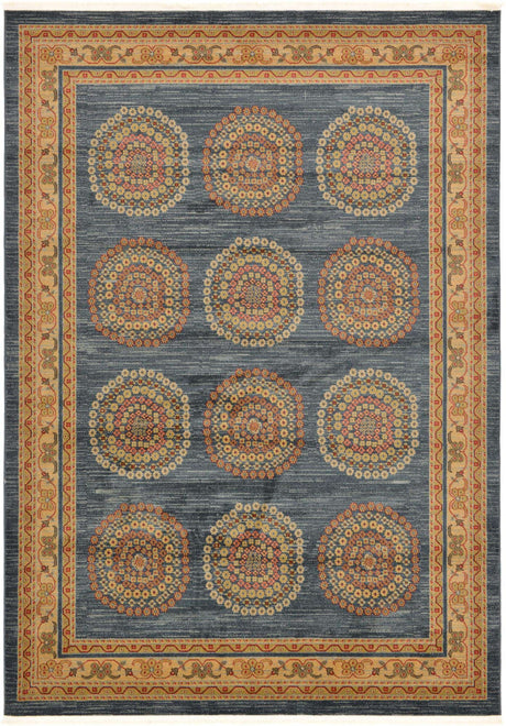 Blue 7' 1 x 10' Fars Rectangle Area Rug 100% Polypropylene Unique Traditional Carpet for Classical Living, Dining Room & Office Spaces for Sale at Rug Engine