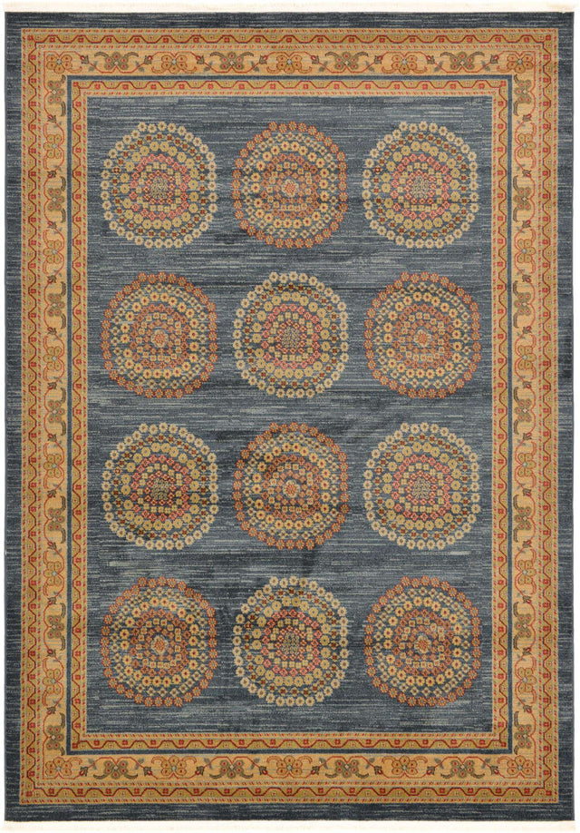 Blue 7' 1 x 10' Fars Rectangle Area Rug 100% Polypropylene Unique Traditional Carpet for Classical Living, Dining Room & Office Spaces for Sale at Rug Engine