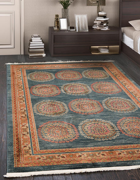 Blue 3' 1 x 5' 3 Fars Rectangle Area Rug 100% Polypropylene Unique Traditional Carpet for Classical Living, Dining Room & Office Spaces for Sale at Rug Engine