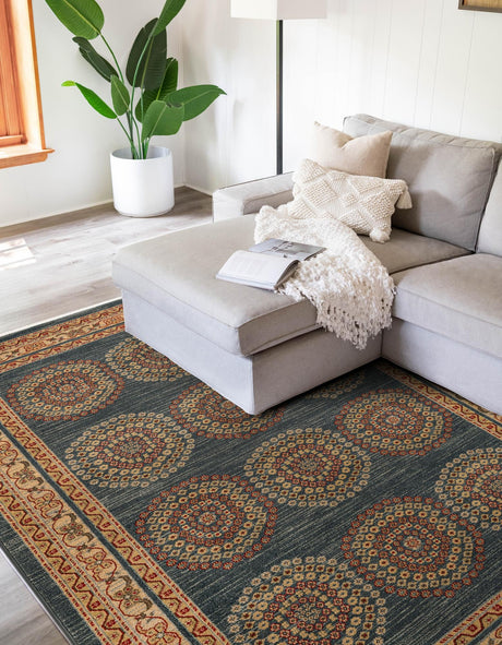Blue 8' x 10' Fars Rectangle Area Rug 100% Polypropylene Unique Traditional Carpet for Classical Living, Dining Room & Office Spaces for Sale at Rug Engine
