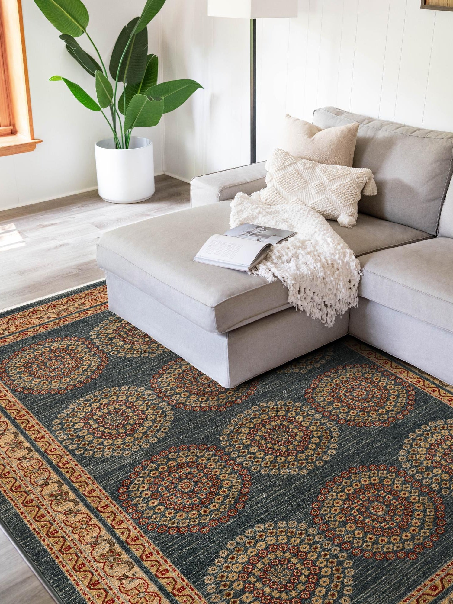 Blue 5' 1 x 8' Fars Rectangle Area Rug 100% Polypropylene Unique Traditional Carpet for Classical Living, Dining Room & Office Spaces for Sale at Rug Engine