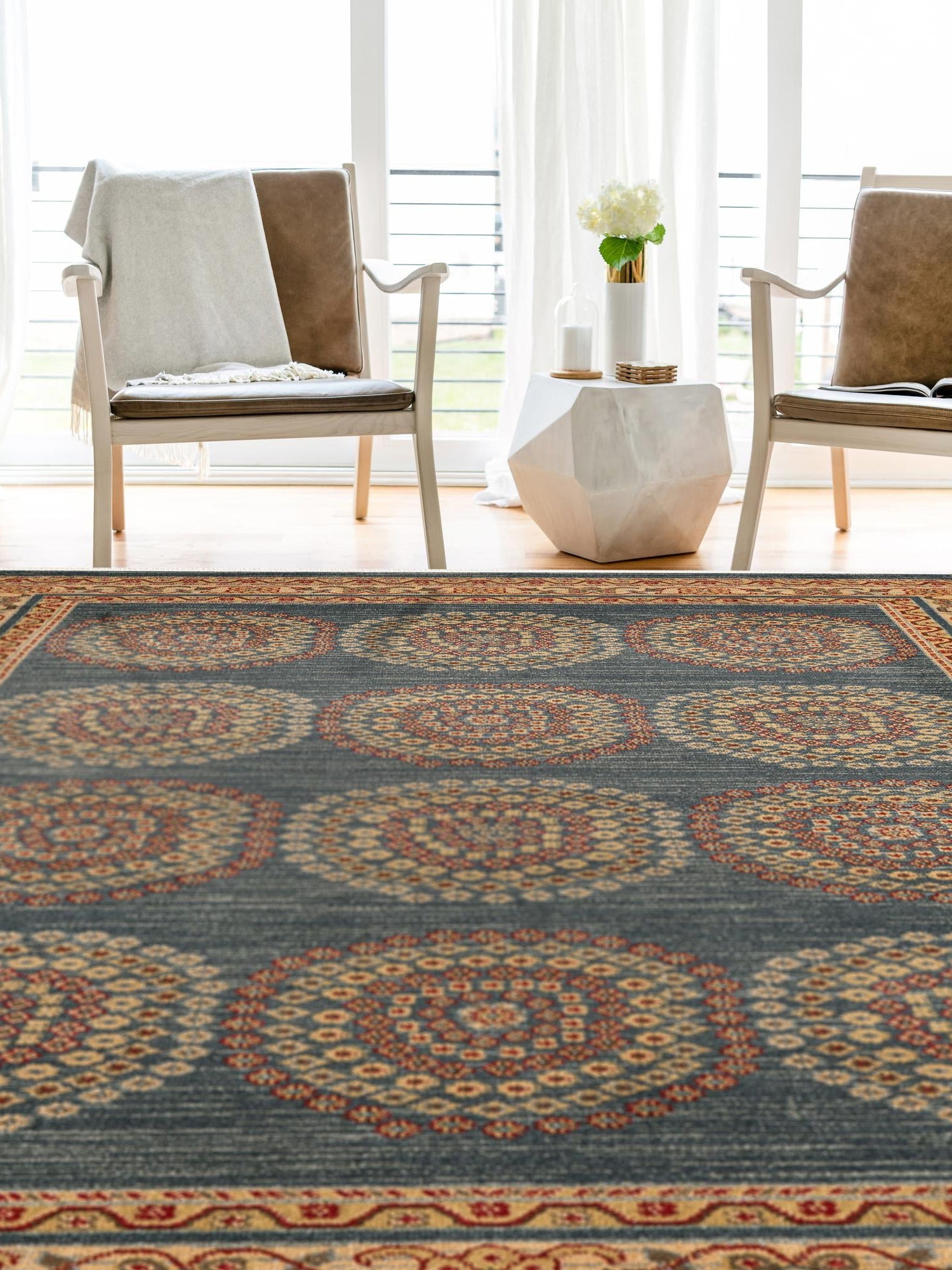 Blue 3' 1 x 5' 3 Fars Rectangle Area Rug 100% Polypropylene Unique Traditional Carpet for Classical Living, Dining Room & Office Spaces for Sale at Rug Engine