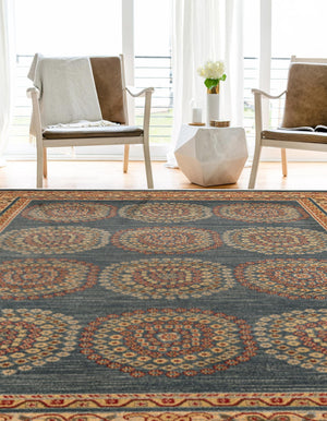 Blue 7' 1 x 10' Fars Rectangle Area Rug 100% Polypropylene Unique Traditional Carpet for Classical Living, Dining Room & Office Spaces for Sale at Rug Engine
