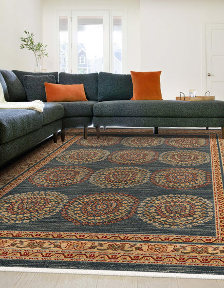 Blue 8' x 10' Fars Rectangle Area Rug 100% Polypropylene Unique Traditional Carpet for Classical Living, Dining Room & Office Spaces for Sale at Rug Engine