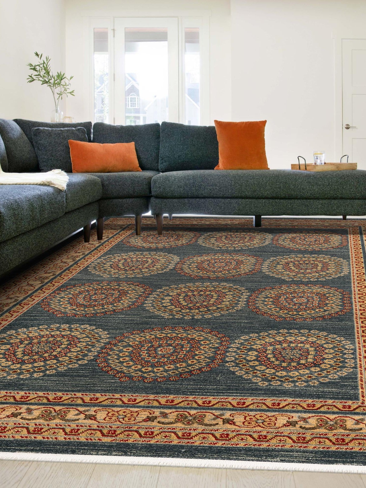 Blue 6' 1 x 9' Fars Rectangle Area Rug 100% Polypropylene Unique Traditional Carpet for Classical Living, Dining Room & Office Spaces for Sale at Rug Engine