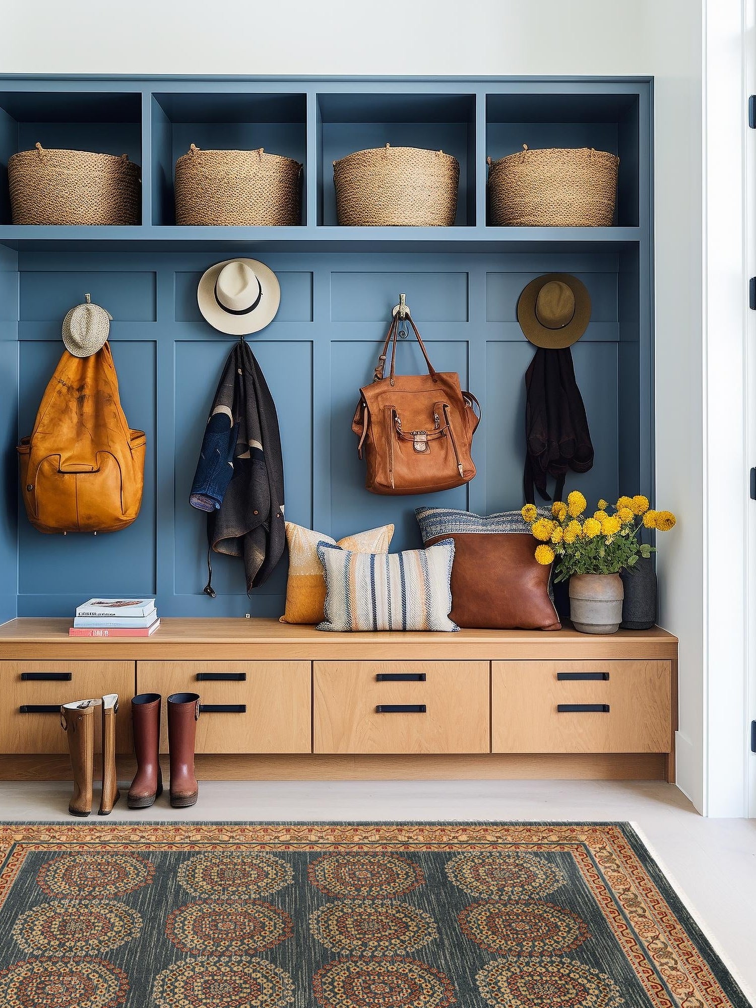 Blue 7' 1 x 10' Fars Rectangle Area Rug 100% Polypropylene Unique Traditional Carpet for Classical Living, Dining Room & Office Spaces for Sale at Rug Engine