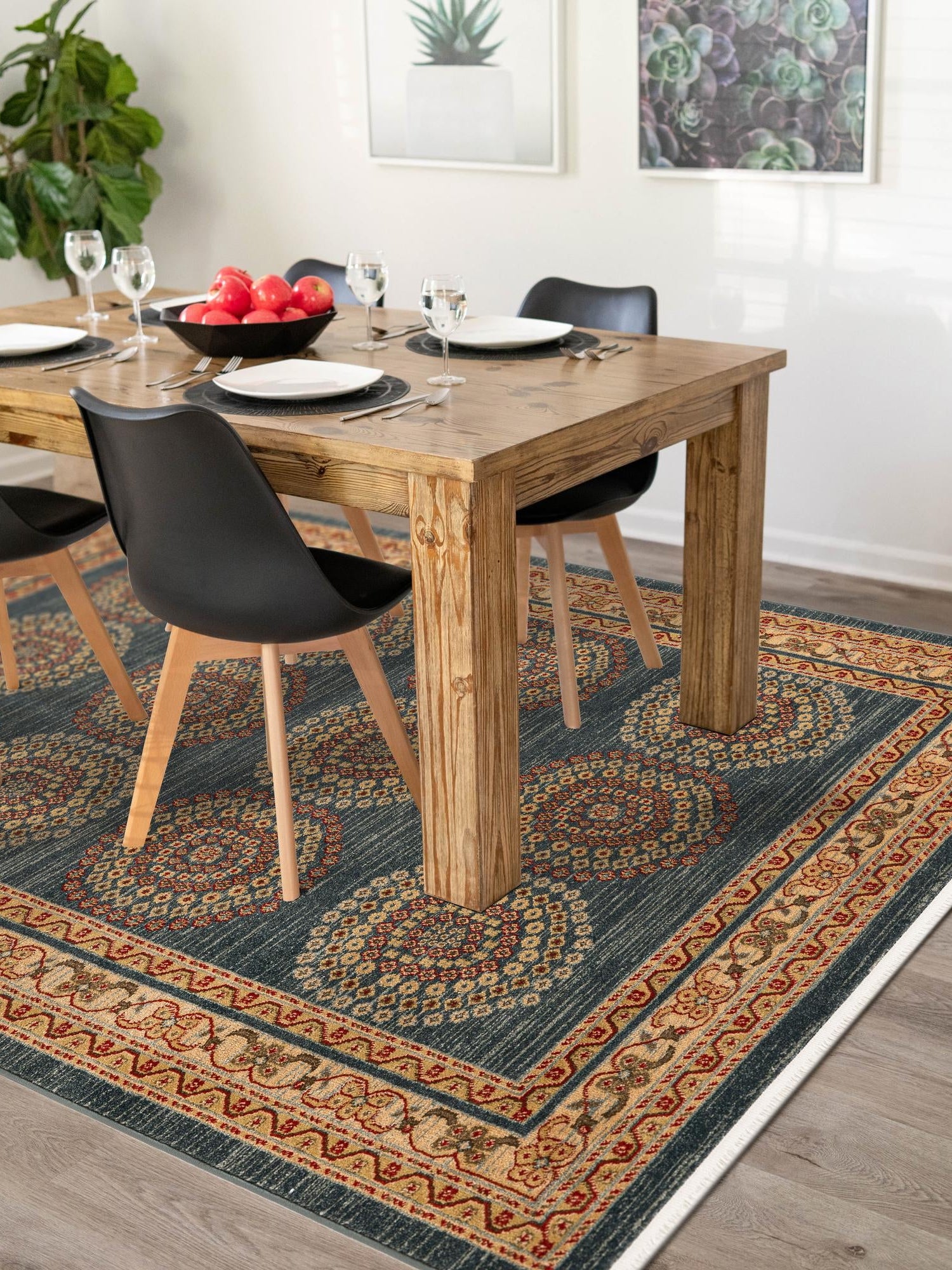 Blue 7' 1 x 10' Fars Rectangle Area Rug 100% Polypropylene Unique Traditional Carpet for Classical Living, Dining Room & Office Spaces for Sale at Rug Engine