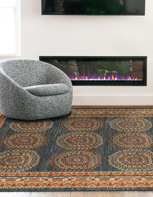 Blue 8' x 10' Fars Rectangle Area Rug 100% Polypropylene Unique Traditional Carpet for Classical Living, Dining Room & Office Spaces for Sale at Rug Engine