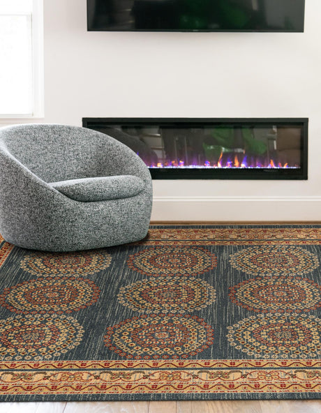 Blue 8' x 10' Fars Rectangle Area Rug 100% Polypropylene Unique Traditional Carpet for Classical Living, Dining Room & Office Spaces for Sale at Rug Engine
