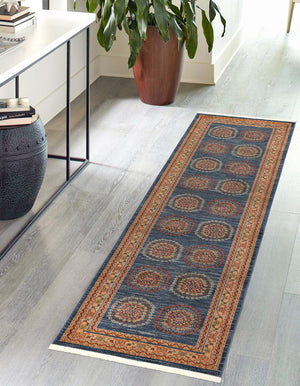 Blue 2' 7 x 10' Fars Runner Area Rug 100% Polypropylene Unique Traditional Carpet for Classical Living, Dining Room & Office Spaces for Sale at Rug Engine