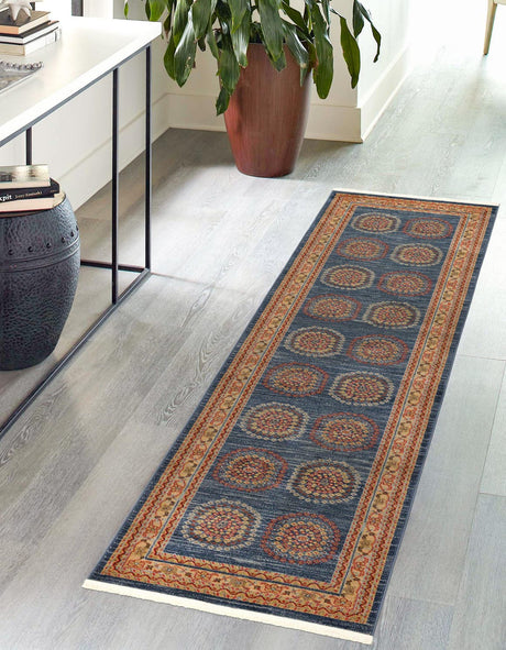 Blue 2' 7 x 10' Fars Runner Area Rug 100% Polypropylene Unique Traditional Carpet for Classical Living, Dining Room & Office Spaces for Sale at Rug Engine